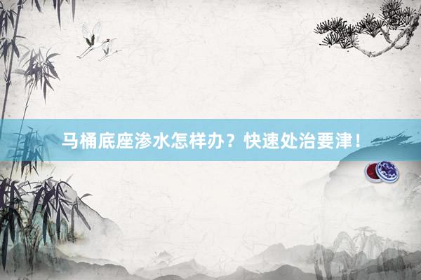 马桶底座渗水怎样办?快速处治要津!